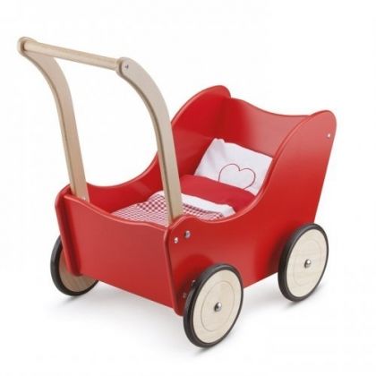 New Classic Toys, дървена количка за кукли, червена, количка за кукли, бебешка количка за кукли, дървена количка, игра, игри, играчка, играчки