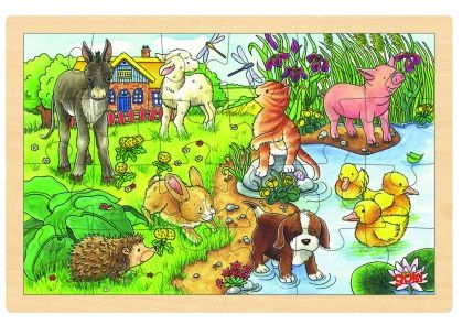 Goki, дървен пъзел в рамка, бебета животни, пъзел, пъзели, puzzles, пъзелите, пъзели игри
