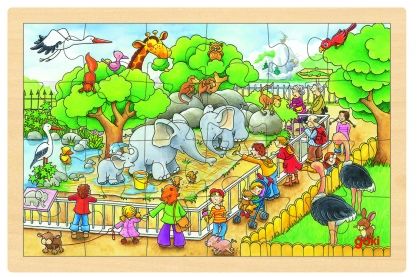 Goki, дървен пъзел в рамка,  посещение в зоологическата градина, пъзел, пъзели, puzzles, пъзелите, пъзели игри