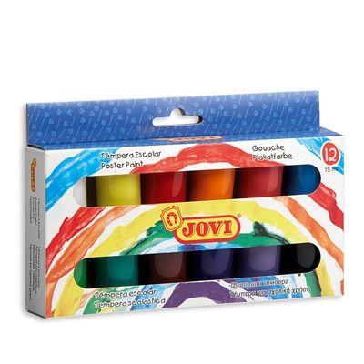 Jovi, Темперни боички в бурканчета, 12 цвята, боички за рисуване, рисуване, темперни боички, творчество