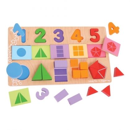 Bigjigs, детски дървен пъзел, числа и форми, цифри, форми, пъзел, детски пъзел, дървен пъзел,  puzzle, puzzles