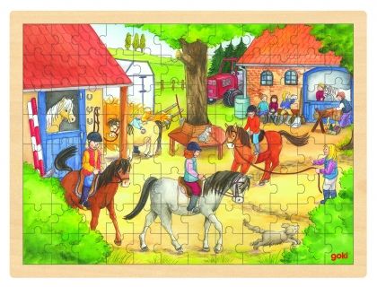 goki, дървен пъзел в рамка, конюшня, ферма, коне, пъзел, пъзели, puzzles, пъзелите, пъзели игри