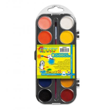 Gabol, комплект от акварелни бои,12 цвята, бои, боички, творчество с боички, детски боички, бои за оцветяване, оцветяване, творчество 