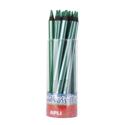 Apli - Цветни моливи с ергономична форма - Джъмбо - Металик цветове