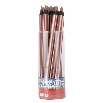 Apli - Цветни моливи с ергономична форма - Джъмбо - Металик цветове