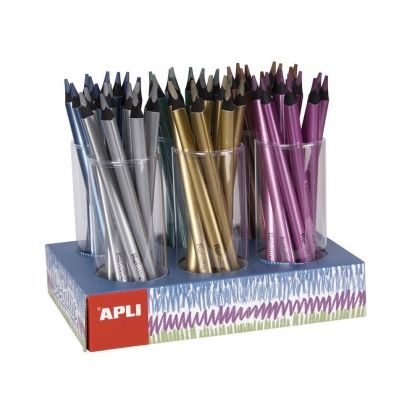apli, дисплей цветни моливи с ергономична форма, Джъмбо, металик цветове, металик моливи, моливи за рисуване, рисуване с моливи, цветен молив, металик молив, творчество