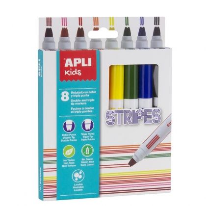 apli, Флумастери за двойни линии, 8 цвята, флумастери, точки, флумастер за точки, творчество, рисуване, картини