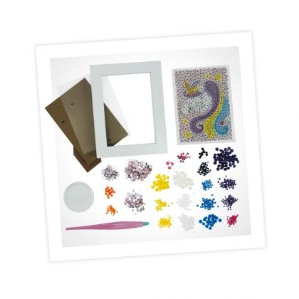 buki france, блестяща мозайка, еднорог, детска мозайка, мозайка за деца, мозайка с камъчета, мозайка еднорог, мозайка, творчески комплект, творчество
