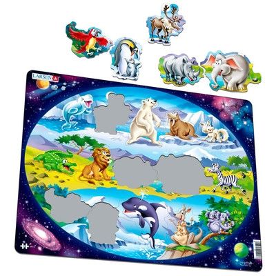 Larsen, образователен детски пъзел, животните в Южна Африка, Антарктида и Австралия, 15 части, пъзел, пъзели, детски пъзели, пъзел за деца, puzzle, puzzles 