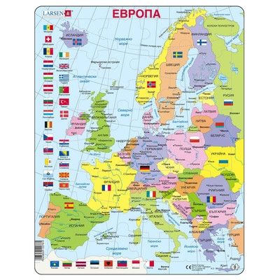 Larsen, образователен пъзел, физическа карта на Европа, 48 части, пъзел, пъзели, детски пъзел, пъзел за сглобяване, puzzle, puzzles 