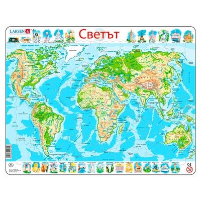 Larsen, образователен пъзел, карта на света, 80 части, пъзел, пъзели, детски пъзел, пъзел за сглобяване, образователни пъзели, puzzle, puzzles  