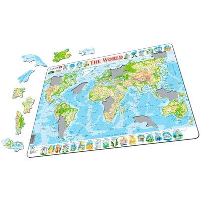 Larsen, образователен пъзел, карта на света, 80 части, пъзел, пъзели, детски пъзел, пъзел за сглобяване, образователни пъзели, puzzle, puzzles  