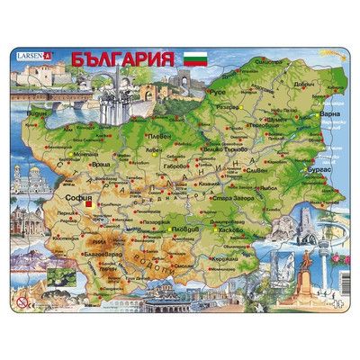 Larsen,образователен детски пъзел, карта на България, 75 части, пъзел, пъзели, детски пъзели, пъзел за деца, образователни пъзели, puzzle, puzzles 