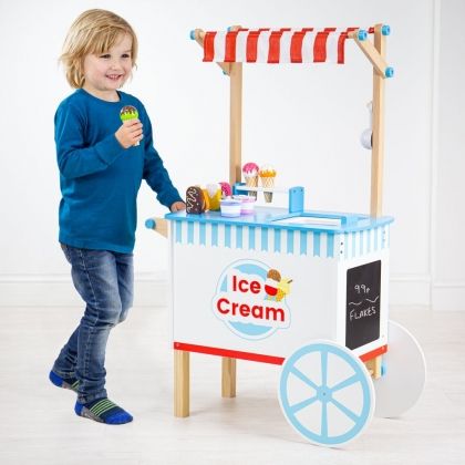 bigjigs, Дървена количка за сладолед, количка за сладолед, сладолед, сергия за сладолед, дървена количка, сладолед, сладолед играчка, игра, игри, играчка, играчки