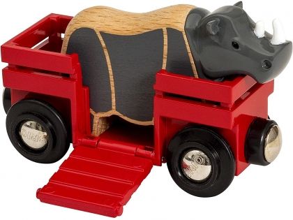Brio, играчка за бутане, носорог с вагон, носорог, носорози, вагон, вагони, играчка за бутане, бутане, игра, игри, играчка, играчки 