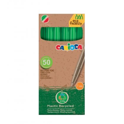 Carioca, еко химикалка, зелена, 50 бр., химикалка, химикалки, химикалки за ученик, ученически химикалки, ученик, ученици, училище 
