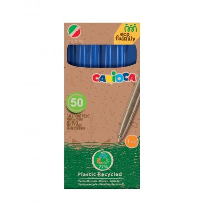 Carioca, еко химикалка, синя, 50 бр., химикала, химикалки, сини химикалки, цветни химикалки, химикалки за ученици, ученик, ученици, училище  