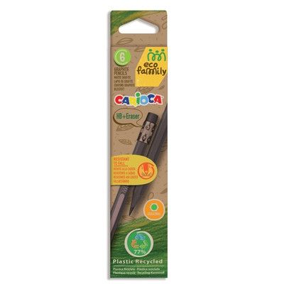 Carioca, еко молив HB с гума , 6 бр., молив, моливи, детски молив, молив за чертаене, творчество с моливи, ученик, ученици, училище  