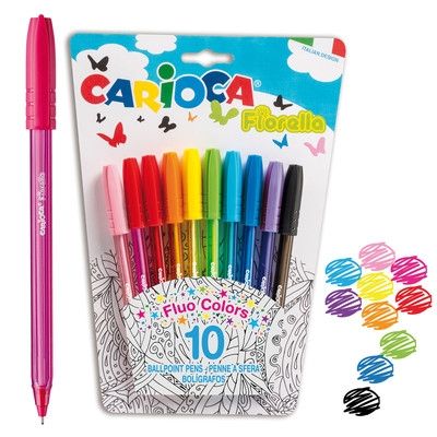 Carioca, комплект цветни химикалки, 10 цвята, комплект химикалки, химикалки, рисуване, творчество, детско творчество, ученик, ученици, училище  