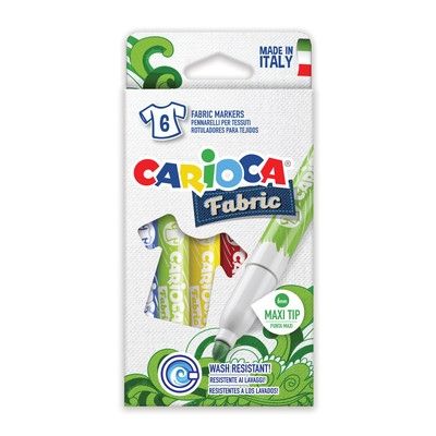 Carioca, маркери за текстил, 6 цвята, маркер, маркери, детски маркери, маркери за текстил, текстилни маркери, творчество с маркери, друго творчество, детско творчество с маркери