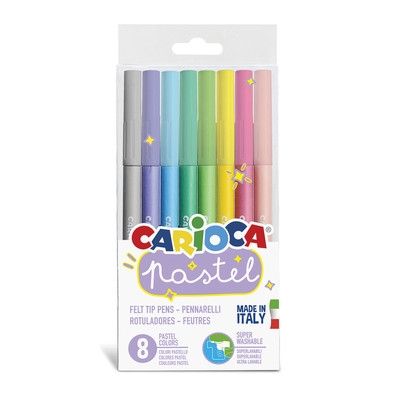Carioca, флумастери с пастелни цветове, 8 цвята, флумастери, детски флумастери, творчество с флумастери, детско творчество, ученик, ученици, училище  