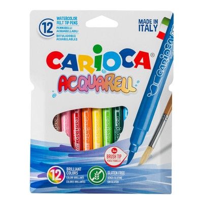 Carioca , акварелни флумастери, 12 цвята, флумастери, детски флумастери, творчество с флумастери, детско творчество, друго творчество  