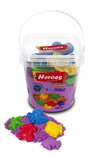 Eren - Heroes - Кофа с кинетичен пясък и 6 формички - Различни цветове - 500 г