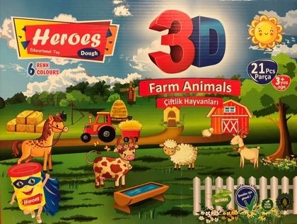 Eren, Heroes, 3D комплект за моделиране с натурален моделин, животните от фермата, ферма, животни, комплект за моделиране, моделин, направи от моделин, 3D фирурки, пшеничен моделин, безопасен моделин, детски моделин, творчество с моделин, моделин, игра, и