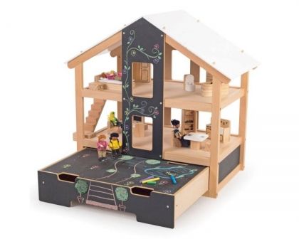 Bigjigs, Отворена дървена куклена къща, Обзаведена, дървена куклена къща, дървена къща, куклена къща, отворена куклена къща, дървена играчка, игра, игри, играчка, играчки