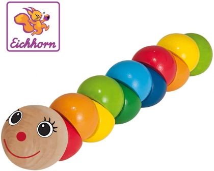 Eichhorn, Дървена гъвкава гъсеница, дървена гъсеница, гъвкава гъсеница, дървена играчка, бебешка играчка, детска играчка, гъсеница, игра, игри, играчка, играчки
