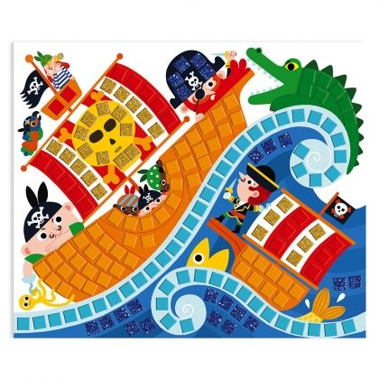 Janod, творчески комплект, мозайка с пирати, мозайка, мозайки, детска мозайка, мозайка с пяна, творчество с мозайка, игра, игри, играчка, играчки  