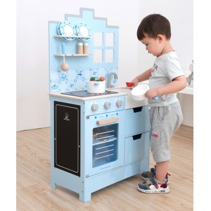 New Classic Toys, кухня в холандски стил, синя, кухня, кухни, детска кухня, кухня за деца, кухня за готвене, игра, игри, играчка, играчки  