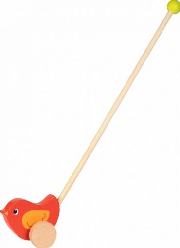 Goki, Дървена играчка за бутане, птиче, дървена играчка, играчка за бутане, птиче за бутане, игра, игри, играчка, играчки