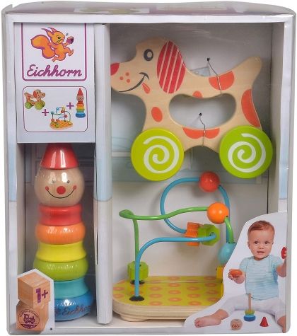 Eichhorn, образователен комплект, детски обазователен комплект, игра за нанизване, игра за бутане, творческа игра, низанка, клоун, конче, игра игри, играчка, играчки 