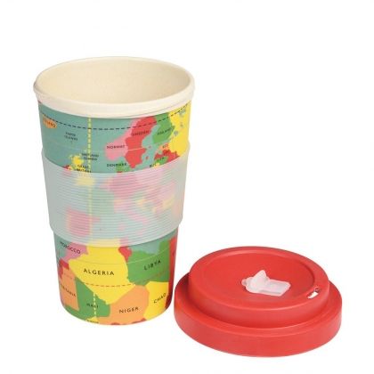 Rex London, Бамбукова чаша с капак, карта на света, бамбукова чаша, чаша с капак, чаша
