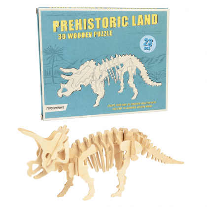 Rex London, Дървен 3D пъзел, Праисторическа земя, Трицератопс, динозавър, дървен пъзел, триизмерен пъзел, детски пъзел, пъзел, пъзели, puzzle, puzzles