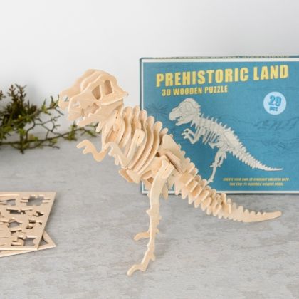 Rex London, Дървен 3D пъзел, Праисторическа земя, тиранозавър, динозавър, дървен пъзел, триизмерен пъзел, детски пъзел, пъзел, пъзели, puzzle, puzzles