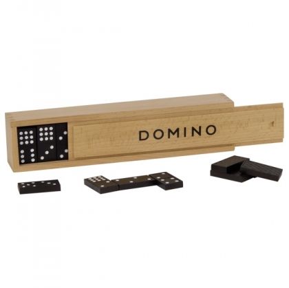 Goki, домино, 55 части, петдесет и пет дървени плочки, в дървена кутия, играчка, играчки, игри, игра 