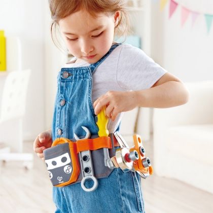 Hape, Коланът на малкия изобретател, колан с интрументи, детски колан с инструменти, инструменти, отвертка, гаечен ключ, сглобяема играчка, игра, игри, играчка, играчки