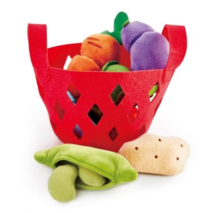 Hape, Кошничка със зеленчуци за най-малките, кошничка със зеленчуци, зеленчуци, плюшени зеленчуци, детска играчка, игра, игри, играчка, играчки