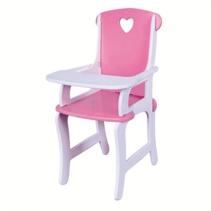 Viga, Дървено столче за хранене на кукли, Розово, дървено столче за хранене, бебешко столче за хранене, столче за хранене, кукли, игра, игри, играчка, играчки