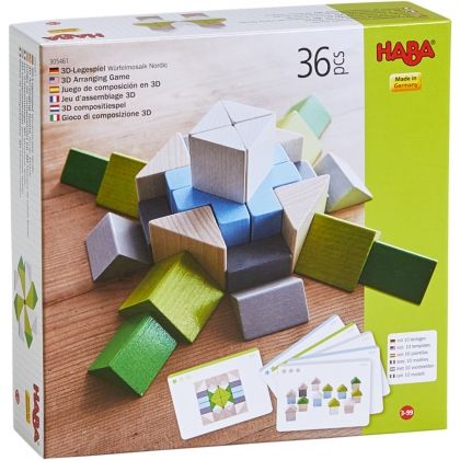Haba, Дървена немска мозайка с шаблони, 36 части, дървена мозайка, дървен конструктор, мозайка с шаблони, конструктор с шаблони, мозайка, конструктор, игра, игри, играчка, играчки