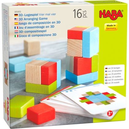 Haba, Дървена немска мозайка с шаблони, 16 части, дървена мозайка, дървен конструктор, мозайка с шаблони, конструктор с шаблони, мозайка, конструктор, игра, игри, играчка, играчки