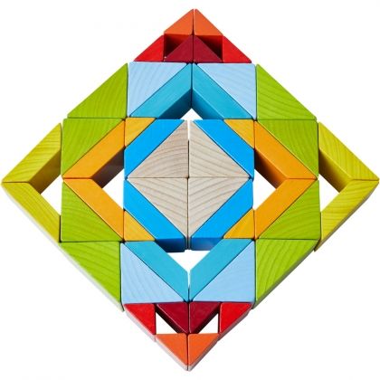 Haba, Дървена немска мозайка с шаблони, 48 части, дървена мозайка, дървен конструктор, мозайка с шаблони, конструктор с шаблони, мозайка, конструктор, игра, игри, играчка, играчки
