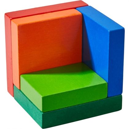 Haba, Дървен немски конструктор с шаблони, Куб, 10 части, дървена мозайка, дървен конструктор, мозайка с шаблони, конструктор с шаблони, мозайка, конструктор, игра, игри, играчка, играчки