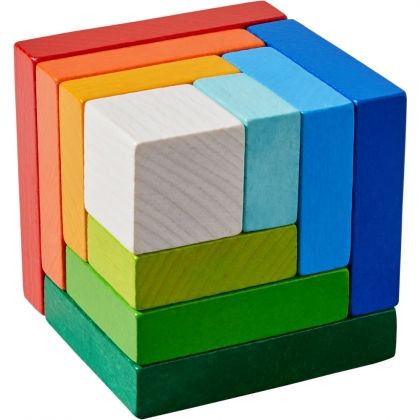 Haba, Дървен немски конструктор с шаблони, Куб, 10 части, дървена мозайка, дървен конструктор, мозайка с шаблони, конструктор с шаблони, мозайка, конструктор, игра, игри, играчка, играчки