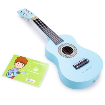 New Classic Toys, Дървен музикален инструмент, синя китара, музикален инстримент, китара, детска китара, инструмент, игра, игри, играчка, играчки