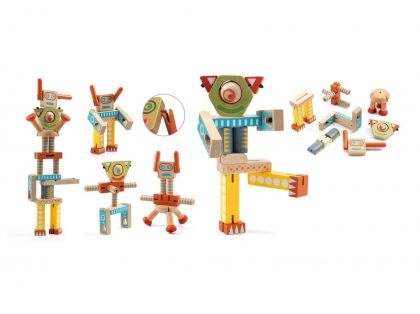 Djeco, Дървен конструктор, Еластичните роботи, детски конструктор, конструктор за деца, дървена игра, дървена играчка, игра, игри, играчка, играчки