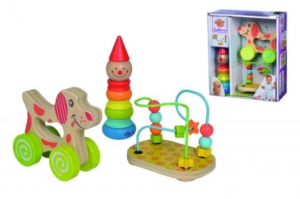 Eichhorn, образователен комплект, детски обазователен комплект, игра за нанизване, игра за бутане, творческа игра, низанка, клоун, конче, игра игри, играчка, играчки 