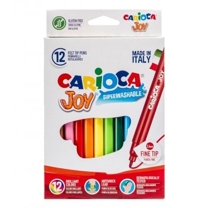 Carioca, комплект цветни флумастери, 12 цвята, комплект, комплекти, детски флумастери, творчество, творчество за деца, детско творчество, рисуване, ученик, ученици, училище  